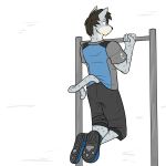  1:1 anthro clothed clothing exercise felid fully_clothed fuze hi_res male mammal pantherine pull_ups snow_leopard solo viktor_(fuze) workout 