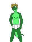  alligator alligatorid anthro briefs bulge clothed clothing crocodilian dignity_or_debt fuze hi_res male navel nipples reptile scalie simple_background solo topless underwear white_background 
