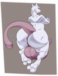  2019 2_toes a-side anthro anus balls big_balls big_butt big_tail border butt crossed_arms digital_media_(artwork) erection floating grey_background hi_res huge_balls humanoid_penis hyper hyper_balls legendary_pok&eacute;mon long_tail looking_at_viewer looking_back male mewtwo nintendo nude paws penis pok&eacute;mon pok&eacute;mon_(species) presenting presenting_hindquarters purple_balls purple_eyes purple_penis purple_tail rear_view simple_background solo suspended_in_midair tail_aside toes video_games white_border wide_hips 