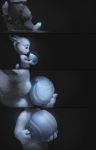  2019 4_fingers alectorfencer ambiguous_gender anthro barefoot black_background blue_eyes child clothed clothing comic cub digital_media_(artwork) fur hi_res lagomorph leporid mammal pants rabbit simple_background solo topless white_fur young 