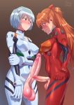  2girls arm_grab ayanami_rei bangs blue_eyes blue_hair blush bodysuit breasts censored clenched_hand clenched_teeth clothes_writing erect_nipples erection from_side futanari hair_between_eyes headgear impossible_bodysuit impossible_clothes large_penis looking_at_another looking_away looking_down medium_breasts mosaic_censoring multiple_girls neon_genesis_evangelion nose_blush orange_hair penis penis_envy pilot_suit plugsuit red_bodysuit red_eyes short_hair skin_tight soryu_asuka_langley sweat tears teeth testicles trembling turtleneck two_side_up veins veiny_penis white_bodysuit zheng 