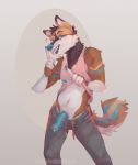  anthro blue_eyes canid canine canis clothing dam_(somewolfy) hi_res humanoid_penis male mammal penis precum vailet_deer wolf 