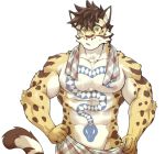  2019 abs anthro biceps clouded_leopard felid feline fur kumak71395 leopard likulau male mammal muscular muscular_male nekojishi pantherine pecs solo spots tattoo 