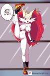  big_breasts braixen breasts clothing female footwear hi_res legwear lucyfercomic mirror mostly_nude nintendo pok&eacute;mon pok&eacute;mon_(species) pussy raised_leg shoes socks solo video_games 