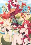  &gt;_&lt; 2boys 6+girls :3 :d ahoge anger_vein animal_ear_fluff animal_ears beach bikini blush character_request commentary_request day grin highres innertube kemurikusa long_hair multiple_boys multiple_girls open_mouth outdoors parasol ponytail red_eyes red_hair rin_(kemurikusa) rina_(kemurikusa) riri_(kemurikusa) ritsu_(kemurikusa) sakurai_shizuku_(mimipull) smile swimsuit twintails umbrella wakaba_(kemurikusa) water xd 