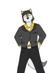  anthro canid canine canis clothed clothing dignity_or_debt fully_clothed fuze hi_res male mammal necktie simple_background solo white_background wolf 