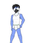  anthro avian bird blue_jay briefs bulge clothing corvid dignity_or_debt fuze hi_res male shirt simple_background solo tank_top topwear underwear white_background 