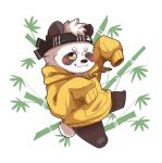  2018 anthro bamboo black_nose blush clothing dwzaafi giant_panda hoodie male mammal one_eye_closed solo ursid wink 