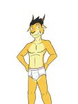 anthro briefs bulge cervid clothed clothing dignity_or_debt fuze hi_res male mammal navel nipples simple_background solo topless underwear white_background 