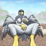  accipitrid accipitriform anthro anus areola avian big_breasts bird black-chested_buzzard-eagle breasts breath claws clitoris eagle egg female hi_res holding_breast nipples open_mouth outside pussy solo spread_legs spread_pussy spreading testowepiwko wings 