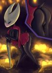  arthropod breasts clothed clothing featureless_breasts female hi_res hollow_knight hornet hymenopteran insect partially_clothed pussy pussy_juice scaliepunk solo wasp 