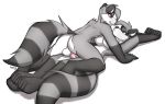  2019 anthro big_breasts blue_eyes breasts duo erection female fur grey_fur hi_res male male/female mammal paws penetration penis procyonid raccoon selfcest simple_background square_crossover unamused white_fur winter_(artist) 