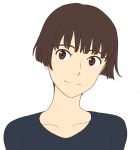  1girl closed_mouth commentary_request gake_no_ue_no_ponyo graphite_(medium) jas lisa_(ponyo) looking_at_viewer short_hair simple_background smile solo studio_ghibli traditional_media white_background 