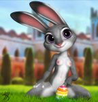  3d_(artwork) barely_visible_genitalia breasts claws digital_media_(artwork) disney easter egg female fur holidays judy_hopps mammal navel nipples nude thirteeenth zootopia 