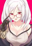  1girl breasts cape dark_persona female_my_unit_(fire_emblem:_kakusei) fire_emblem fire_emblem:_kakusei fire_emblem_heroes gimurei glasses gloves hood long_hair looking_at_viewer my_unit_(fire_emblem:_kakusei) nintendo red_eyes robe shiyo_yoyoyo simple_background smile solo twintails white_hair 
