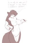  anthro breasts canid canine curvaceous dialogue english_text featureless_crotch female mammal monochrome solo standing starfighter text wide_hips 