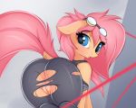  2019 5:4 anus butt clothing dock eewear equid equine female fluttershy_(mlp) friendship_is_magic hi_res looking_back mammal my_little_pony pussy solo twiren 