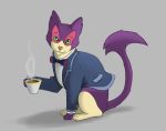  2014 absurd_res beverage clothed clothing cup domestic_cat felid feline felis green_eyes hi_res looking_at_viewer male mammal nintendo oscar_the_purrloin pok&eacute;mon pok&eacute;mon_(species) purrloin solo tea tea_cup video_games 