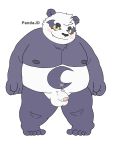  2019 alp_(tas) anthro balls belly blush cute_fangs english_text flaccid fur giant_panda hi_res humanoid_hands humanoid_penis male mammal moobs navel nipples overweight overweight_male pandajd penis purple_fur rich63034032 solo text tokyo_afterschool_summoners ursid video_games 