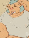  2019 absurd_res anthro belly buta5kawa clothing eyes_closed gouryou hamuga86 hi_res humanoid_hands japanese_text male mammal moobs navel nipples overweight overweight_male shirt solo suid suina sus_(pig) text tired tokyo_afterschool_summoners topwear video_games wild_boar 