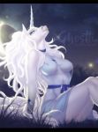  anthro breasts clothing equid female ghostli horn looking_at_viewer mammal nipple_outline outside sitting smile solo translucent translucent_clothing unicorn wide_hips 