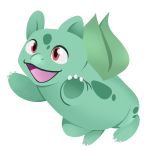  1:1 2018 bulbasaur cusith-baby digital_media_(artwork) hi_res nintendo open_mouth pok&eacute;mon pok&eacute;mon_(species) red_eyes simple_background smile solo spots tongue video_games 