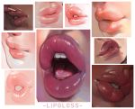  close-up collage commentary english_commentary english_text glo-s-s highres lipgloss lips lipstick makeup mole mole_under_mouth open_mouth original parted_lips revision shiny 