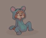  ailurid ambiguous_gender anthro costume cub diaper disney hi_res lilo_and_stitch mammal red_panda sitting skidoo stitch tongue young zipper 