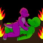  1:1 ambiguous_gender ambiguous_penetration cowgirl_position fire hand_on_chest looking_pleasured lying male male/ambiguous on_back on_top open_mouth penetration reptile scalie sex simple_background 