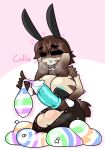  animal_genitalia animal_penis anthro areola balls big_balls big_breasts big_penis blush breasts brown_fur brown_hair bunny_costume callie_(wrinklynewt) canid canine cleavage clothed clothing condom costume cum dickgirl digital_media_(artwork) easter equine_penis erection fake_ears fake_rabbit_ears filled_condom fur hair hi_res holidays huge_penis intersex legwear limebreaker mammal nipples open_mouth orgasm penis simple_background solo thick_thighs 