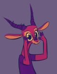  2019 ambiguous_gender antelope anthro bovid clothed clothing eyewear facial_markings fuel_(artist) fuel_(character) gazelle glasses horn mammal markings purple_background restricted_palette simple_background solo 