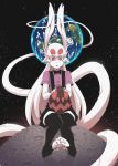  absolute_territory ad-6-0001a alien bow_tie clothed clothing digitigrade earth egg female hair hushabyevalley lagomorph leporid long_hair long_tail mammal moon rabbit red_eyes sitting skirt solo space suspenders toeless_stockings tongue tongue_out white_hair 