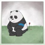  1:1 cartoon_network edit epiphany_(artist) flower flower_petals giant_panda grass grey_sky low_res male mammal on_grass panda_(wbb) petals plant rose_(flower) rose_petals sad sad_panda solo unknown_artist ursid ursine we_bare_bears 