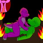  1:1 cervix cowgirl_position female fire hand_on_chest internal looking_pleasured lying male male/female on_back on_top open_mouth penetration reptile scalie sex simple_background uterus vaginal vaginal_penetration 