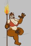  anthro big_breasts blizzard_entertainment bottomless bra breasts clothed clothing female looking_at_viewer mammal open_mouth pandaren ritts sitting slightly_chubby smile solo torch underwear ursid video_games warcraft 