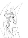  1girl armor camel_(dansen) female mask monochrome original smile solo sword weapon wings 