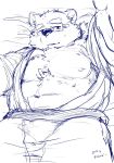  2019 anthro belly blush clothing eyewear glasses haruki humanoid_hands leib_(tas) lying male mammal moobs navel nipples overweight overweight_male polar_bear robe solo tokyo_afterschool_summoners ursid ursine video_games 