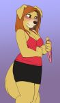  2019 anthro bird_dog blush breasts canid canine canis clothed clothing dakota_mecklenburg domestic_dog embarrassed female golden_retriever hunting_dog jailbird mammal nipple_outline panties retriever skimpy skirt solo story story_at_source story_in_description underwear 