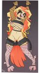  anthro avian beak bird breasts clothed clothing female fishnet fuf hi_res navel nintendo nipples pants_down partially_clothed pidgeot pok&eacute;mon pok&eacute;mon_(species) pussy solo tongue tongue_out video_games 