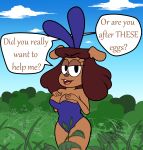  anthro bunny_costume canid canine canis carla_(ok_k.o.!_lbh) cartoon_network costume domestic_dog easter female hi_res holidays mammal marcodile ok_k.o.!_let&#039;s_be_heroes outside solo 