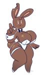 2019 4_fingers anthro beady_eyes big_breasts bow_tie breasts bunny_costume candy chocolate cleavage clothed clothing costume easter female food food_creature footwear glistening hair holidays huge_breasts lagomorph leotard leporid living_candy looking_at_viewer mammal meirdent nibbles_(meirdent) notched_ear pose rabbit shoes solo standing thick_thighs wide_hips wrist_cuff 