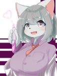  1girl furry grey_eyes grey_hair open_mouth short_hair solo yryr_ri 