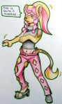  alternate_species clothing eyewear felid female fezmangaka fur furrification glasses malva_(pok&eacute;mon) mammal nintendo pantherine pok&eacute;mon pok&eacute;mon_(species) ponytail pyroar species_transformation text torn_clothing transformation video_games 