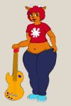  2019 anthro belly biped black_eyes black_nose bovid breasts caprine clothed clothing crop_top digital_media_(artwork) eyelashes female footwear front_view guitar hair hi_res horn lammy_lamb lips looking_at_viewer mammal maverick115 midriff musical_instrument navel pants parappa_the_rapper red_hair sheep shirt shoes simple_background slightly_chubby smile solo standing thick_thighs topwear um_jammer_lammy video_games wide_hips 