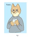  canid canine canis damien_june_(abyssal_pen) domestic_dog eyewear glass glasses gray_sweater hi_res mammal shiba_inu smile spitz unknown_substance 