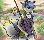  asian_mythology canid canine cloud east_asian_mythology female fox fox_spirit glimm_(character) lake lantern mammal mythology solo tacoma 