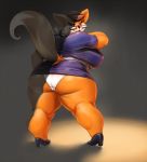  anthro big_butt butt canid canine clothing eyewear female footwear fox glasses hi_res high_heels looking_back mammal msvondran nipple_outline open_mouth overweight overweight_female shoes smile solo standing thick_thighs tight_clothing underwear 