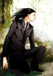  1boy black_hair final_fantasy final_fantasy_vii formal long_hair long_sleeves necktie nora_(amaiama) suit tseng turks 