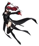  1girl black_legwear black_leotard boots coattails cropped_jacket full_body gloves high_heel_boots high_heels leotard long_hair mask official_art open_mouth persona persona_5 persona_5_the_royal red_eyes red_gloves red_hair simple_background soejima_shigenori solo sword thigh_boots thighhighs weapon white_background yoshizawa_kasumi 