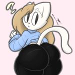  1:1 ? absurd_res big_butt butt clothed clothing felid feline fur girly hair hi_res liam_(xalfy) looking_back male mammal simple_background solo thick_thighs wide_hips xalfy 